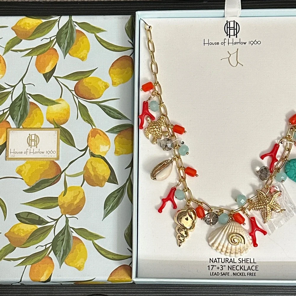 House of Harlow 1960 Gold Necklace with Shell Charms - Picture 6 of 7